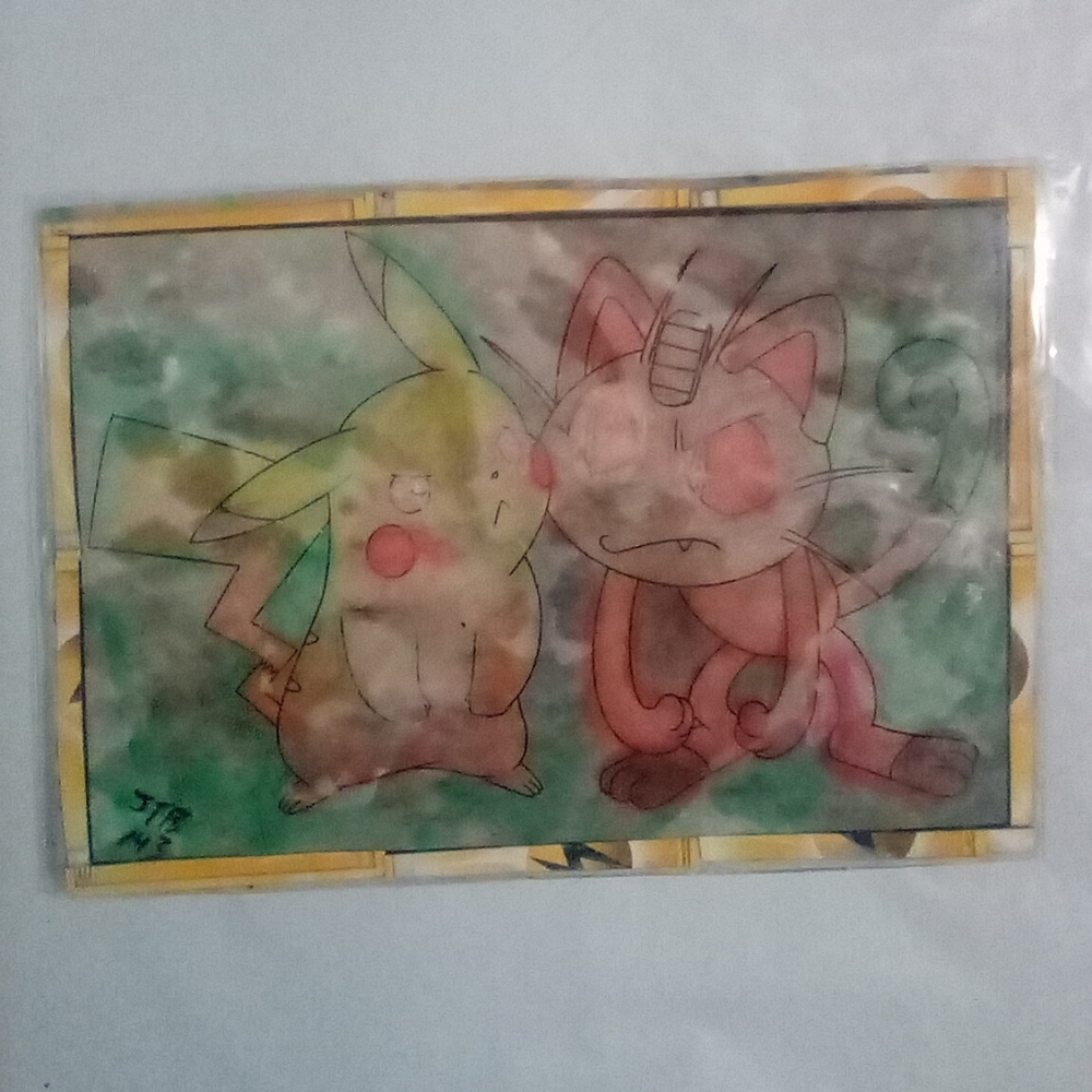 🎨Glow In The Dark Meowth & Pikachu Watercolor Painting🖼